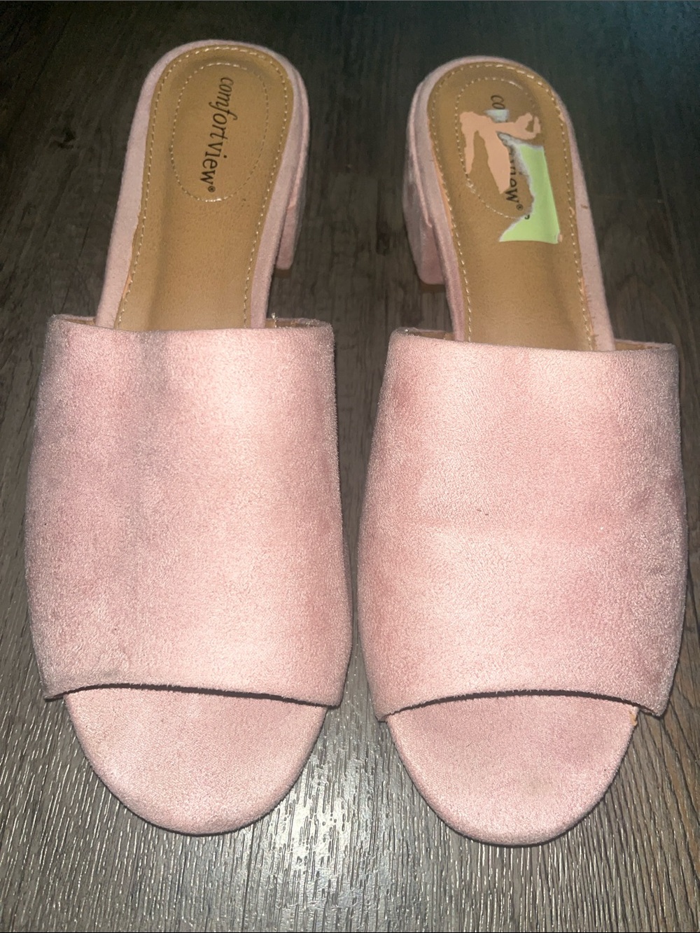 Comfortview WW Blush Pink Open-Toe Slide Mules